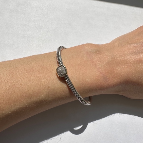 AUTHENTIC DAVID YURMAN Pavé Diamond Square Cable Cuff - Picture 13 of 16